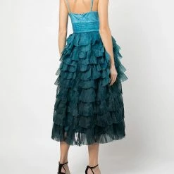 Marchesa Notte Tiered Ruffle Midi Dress