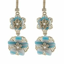 Jewelry Flower Double Drop Earrings