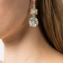 Jewelry Flower Double Drop Earrings