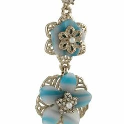 Jewelry Flower Double Drop Earrings