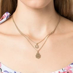 Jewelry Two-Row Layered Flower Pendant Necklace Marchesa Notte