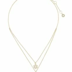 Jewelry Two-Row Layered Flower Pendant Necklace Marchesa Notte