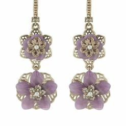 Jewelry Double Flower Drop Earrings Marchesa Notte