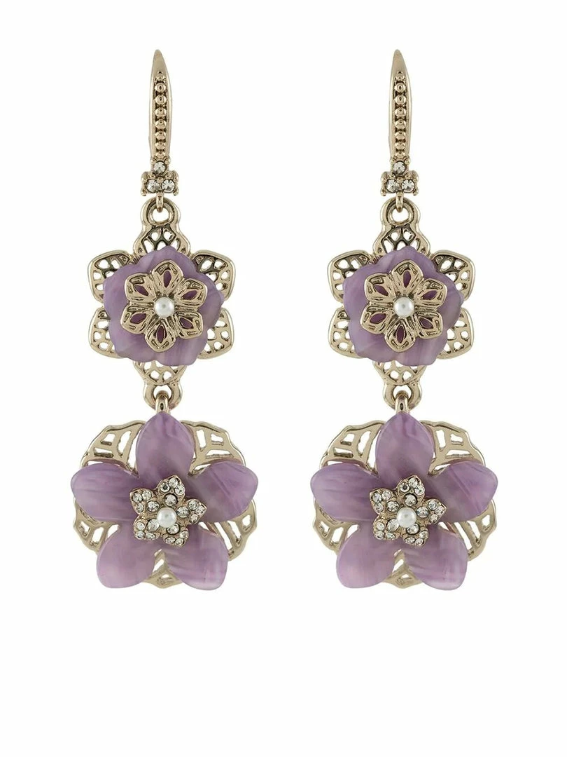 Jewelry Double Flower Drop Earrings Marchesa Notte