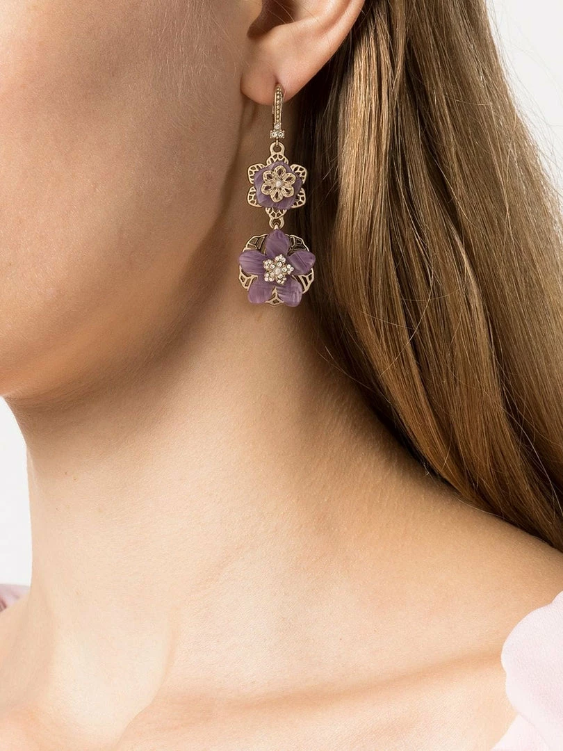 Jewelry Double Flower Drop Earrings Marchesa Notte