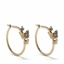 Jewelry Gold Butterfly Charm Hoop