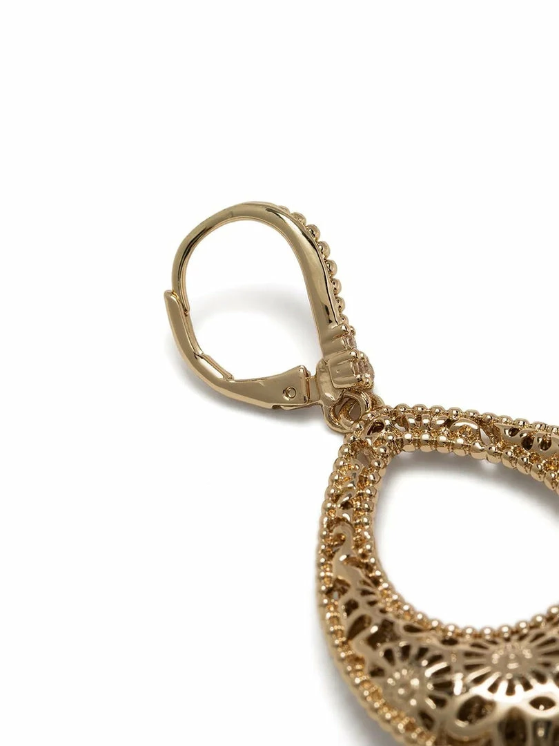 Jewelry Domed Open Filigree Drop Earrings