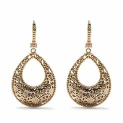 Jewelry Domed Open Filigree Drop Earrings