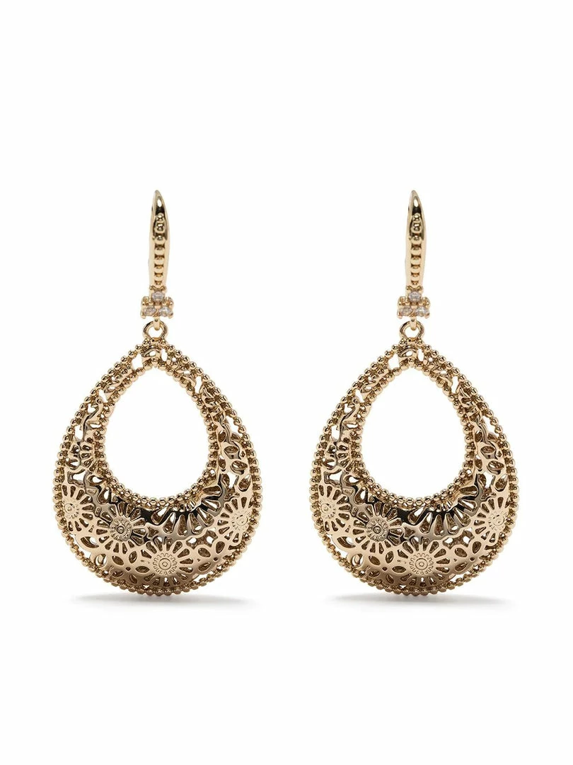 Jewelry Domed Open Filigree Drop Earrings