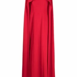 Marchesa Notte Embroidered Cape Effect Crepe Column Gown New Arrivals