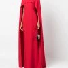 Marchesa Notte Embroidered Cape Effect Crepe Column Gown New Arrivals