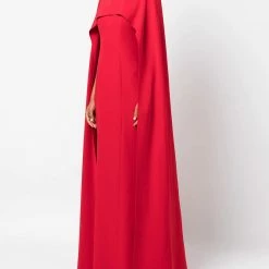 Marchesa Notte Embroidered Cape Effect Crepe Column Gown New Arrivals