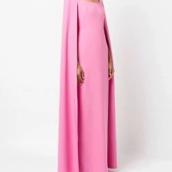 Marchesa Notte Sleeveless Cape Effect Crepe Column Gown New Arrivals