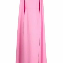 Marchesa Notte Sleeveless Cape Effect Crepe Column Gown New Arrivals