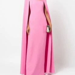 Marchesa Notte Sleeveless Cape Effect Crepe Column Gown New Arrivals