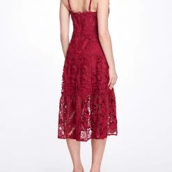 Marchesa Notte Sleeveless 3D Guipure Lace Midi Dress
