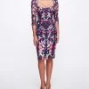 Marchesa Notte New Arrivals Embroidered Tulle Cocktail Dress