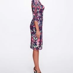 Marchesa Notte New Arrivals Embroidered Tulle Cocktail Dress