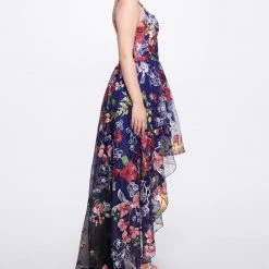 Marchesa Notte New Arrivals Hi-Lo Gown With Floral Trims