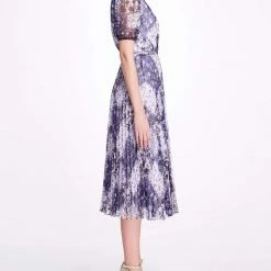 Marchesa Notte Patchwork Print Chiffon Wrap Dress