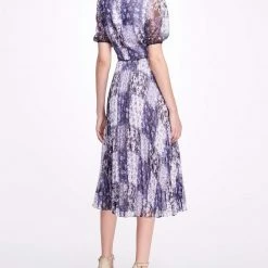 Marchesa Notte Patchwork Print Chiffon Wrap Dress