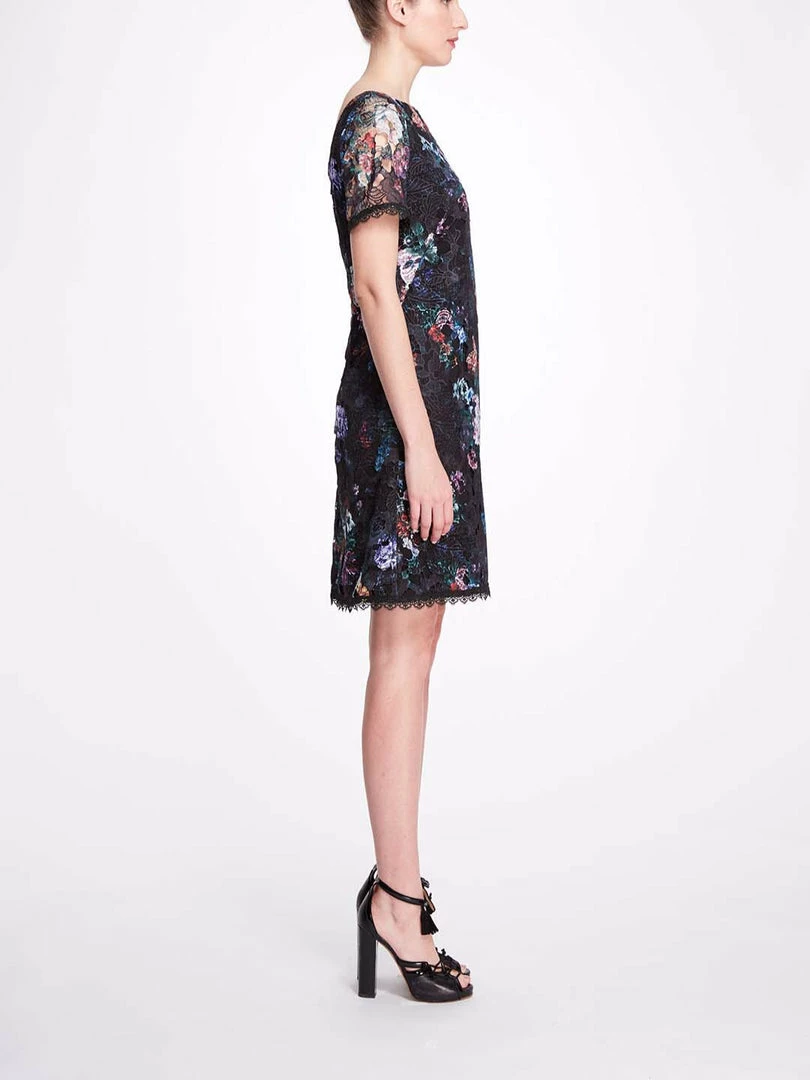 Marchesa Notte A-Line Floral Lace Mini Dress