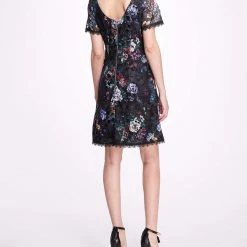 Marchesa Notte A-Line Floral Lace Mini Dress