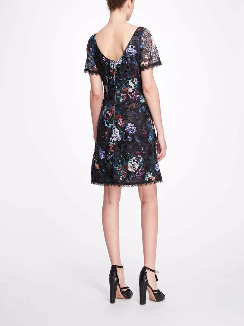Marchesa Notte A-Line Floral Lace Mini Dress