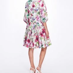 Marchesa Notte Collard Shirt Dress With Balloon Sleeves Daywear