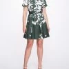 Marchesa Notte Mini Shirtdress With Pleated Flounce