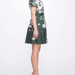 Marchesa Notte Mini Shirtdress With Pleated Flounce