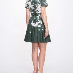 Marchesa Notte Mini Shirtdress With Pleated Flounce