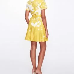 Marchesa Notte New Arrivals Mini Shirtdress With Pleated Flounce