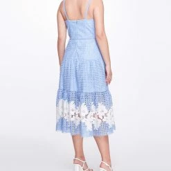 Marchesa Notte New Arrivals Guipure Midi Dress