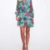 Marchesa Notte Long Sleeve Printed Chiffon Mini Dress New Arrivals