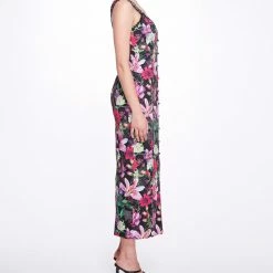 Marchesa Notte Stretch Cotton Poplin Tea-length Dress Daywear