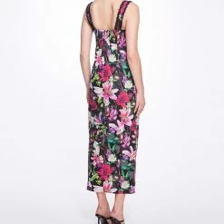 Marchesa Notte Stretch Cotton Poplin Tea-length Dress Daywear