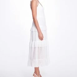 Marchesa Notte Solid Swiss Dot Chiffon Maxi