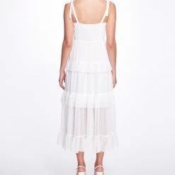 Marchesa Notte Solid Swiss Dot Chiffon Maxi