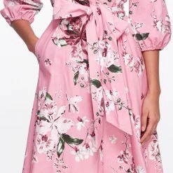 Marchesa Notte New Arrivals A-line Midi Dress With Balloon Sleeves