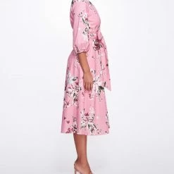 Marchesa Notte New Arrivals A-line Midi Dress With Balloon Sleeves