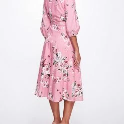 Marchesa Notte New Arrivals A-line Midi Dress With Balloon Sleeves