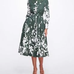 Marchesa Notte Long Sleeve Midi Shirtdress New Arrivals