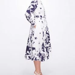 Marchesa Notte New Arrivals Long Sleeve Midi Shirtdress