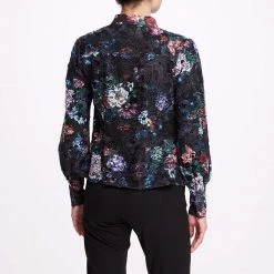 Marchesa Notte Printed Guipure Blouse