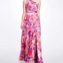 Marchesa Notte The Best Dressed Guest Printed Chiffon Pleated Gown