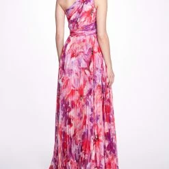 Marchesa Notte The Best Dressed Guest Printed Chiffon Pleated Gown