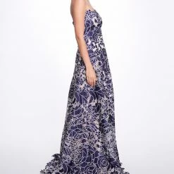 Marchesa Notte Satin Cutwork A-line Gown