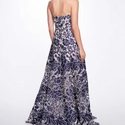 Marchesa Notte Satin Cutwork A-line Gown
