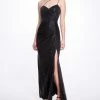 Marchesa Notte Ruched Lamé Gown